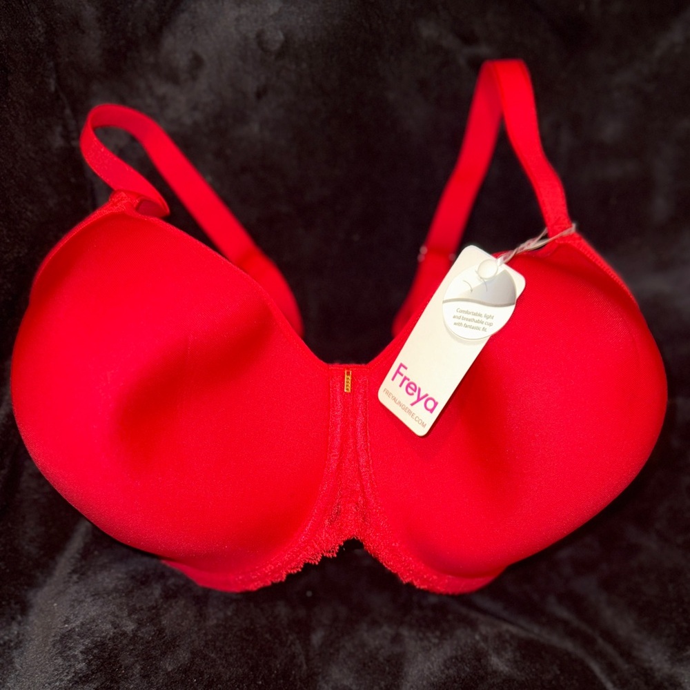 Freya Vibrant Red Lace Offbeat Demi T-shirt Bra, AA5450 - Picture 2 of 13
